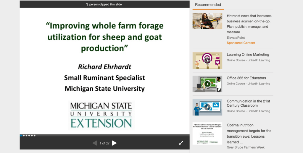 Sheep and Goat forage article by Michigan State University